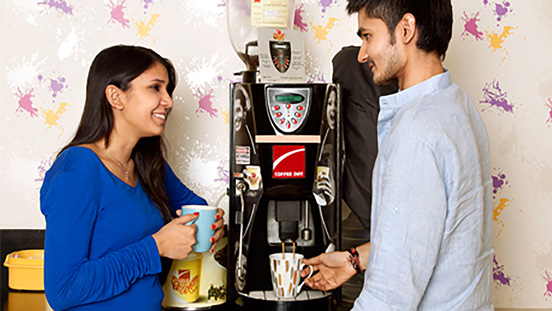 Students share a cup of tea and a conversation in the commons area. Students share a cup of tea and a conversation in the commons area.