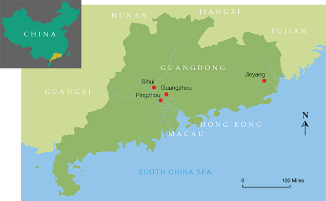 Guangzhou, Jieyang, Sihui, and Pingzhou are the four jadeite manufacturing and trading centers in Guangdong Province, China. Guangzhou, Jieyang, Sihui, and Pingzhou are the four jadeite manufacturing and trading centers in Guangdong Province, China.