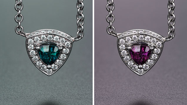 0.65-Carat Triangular Cut Alexandrite. Attractive alexandrites used in jewelry are usually under a carat. This stone is a 0.65-carat triangular-shaped.