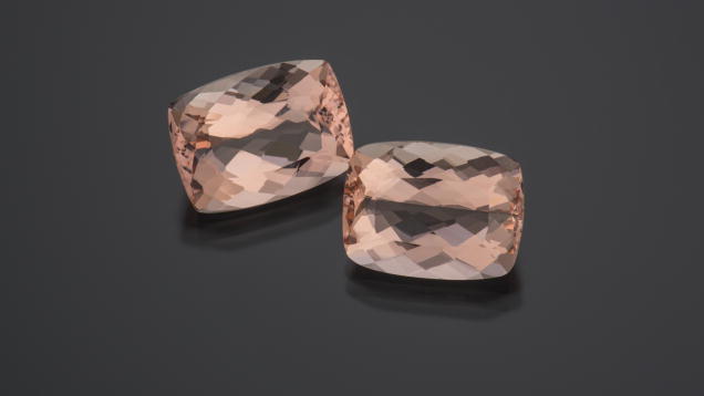 Morganite. As with most gems, matched pairs of fashioned morganite command a substantial premium. - Robert Weldon, courtesy Omi Gems.