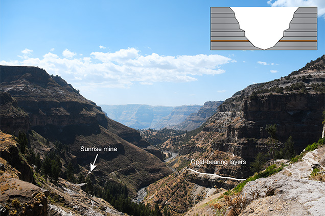 Valley site of an Ethiopian opal deposit Valley site of an Ethiopian opal deposit