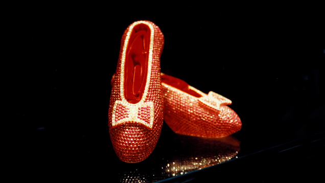 Ruby Slippers. To commemorate the 50th anniversary of The Wizard of Oz, Harry Winston created real ruby slippers set with 4,600 rubies. - Courtesy Harry Winston