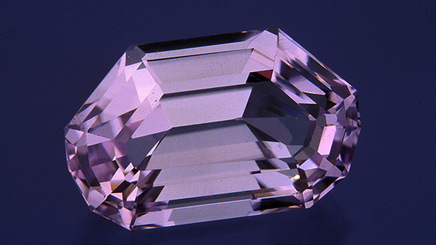 Step Cut Kunzite. This kunzite is a modified step cut. - Maha Tannous, courtesy Roland Reed