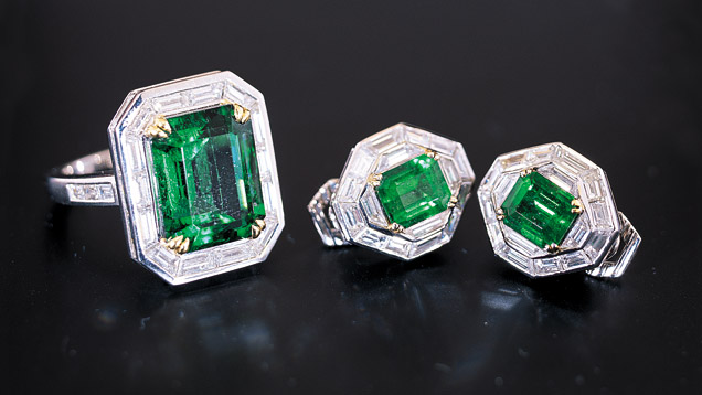 Emerald Rings. Emeralds set in jewelry have lasted for centuries. With the proper care, the emeralds in today’s jewelry will do the same. Courtesy Color Masters.