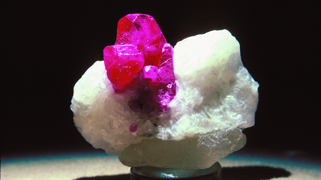 Rubies in Marble Deposits. Rubies found in marble deposits often have a vibrant red glow.