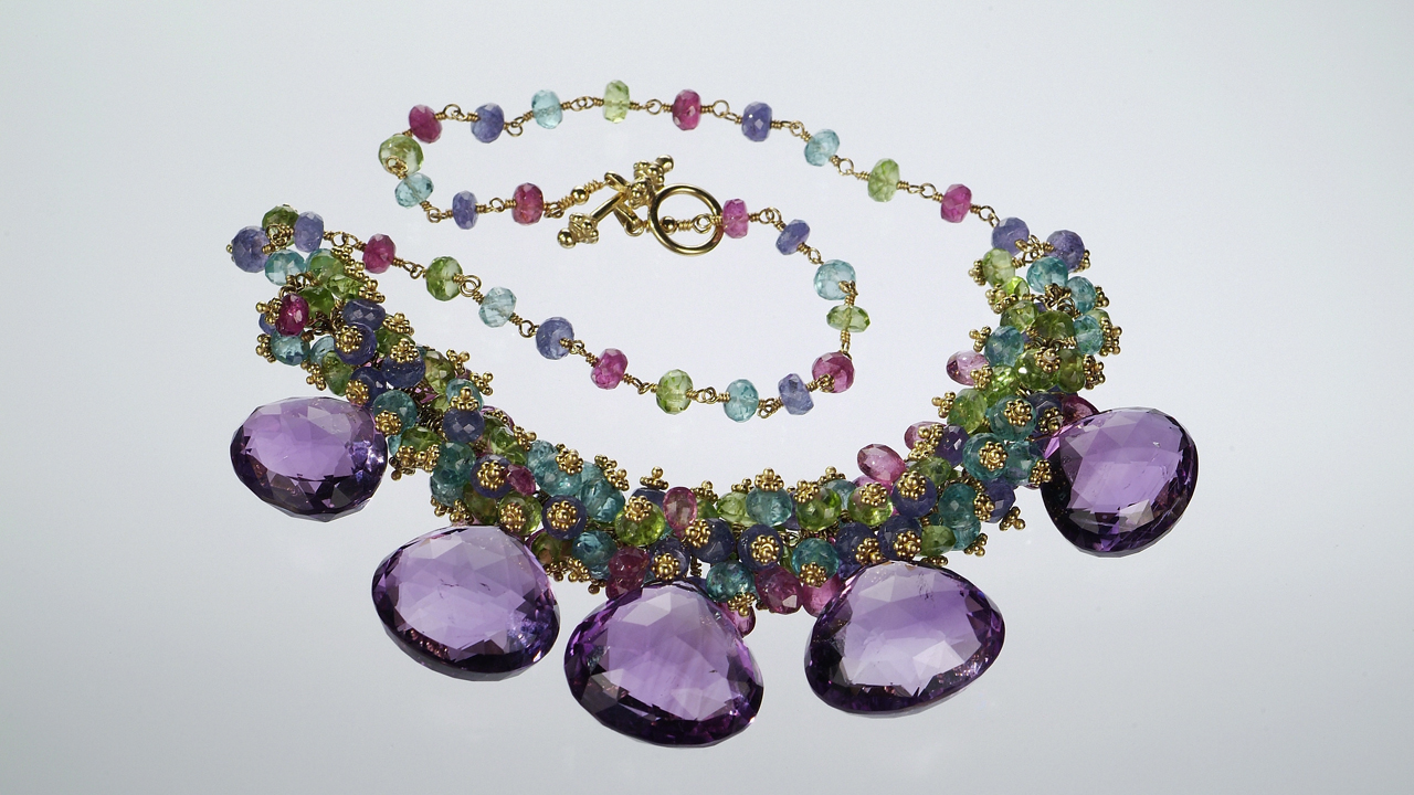 Birthstones exhibit amethyst necklace