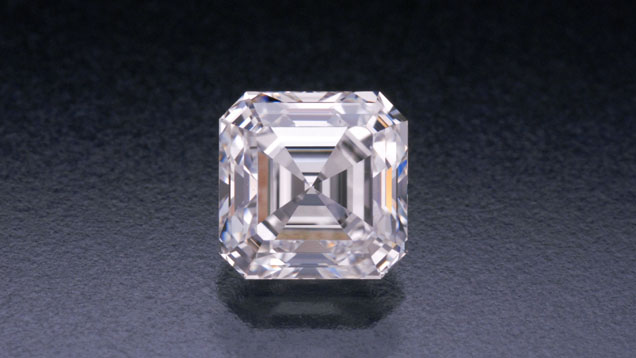 Asscher Cut Diamond. Consumers know diamond from the slogan “A Diamond is Forever”. With some care considerations this is relatively true. The Asscher cut was popular decades ago and is again a very popular cut style. This stone has exceptional quality being D color and VVS2 Clarity.