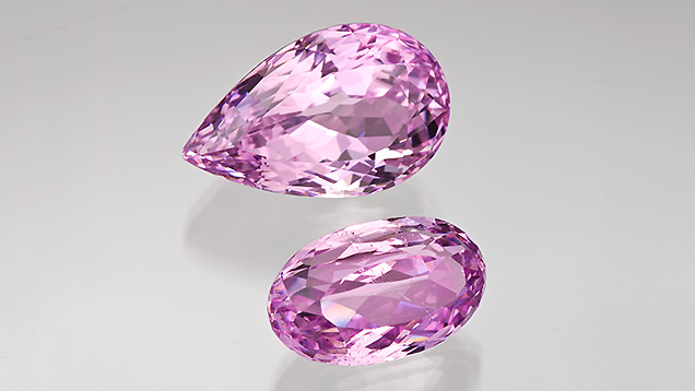 Pink Kunzite - Cut Stones. These kunzites show the gem’s lovely shades of pink. - Robert Weldon