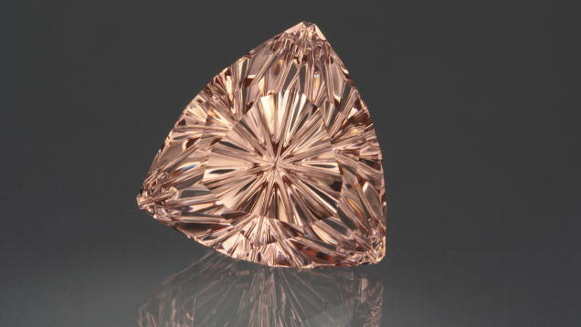 Morganite. This 50.92-ct. designer-cut morganite’s facets and proportions are designed to bring the greatest possible life out of the stone. – Lydia Dyer, gem courtesy of John Dyer & Co.