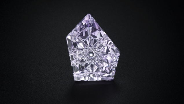 80.30 克拉紫黄晶. 这颗 80.30 克拉、采用梦幻式切磨的紫黄晶是由 Minerales y Metales del Oriente 友情提供。