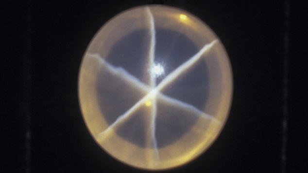 A well-defined six-rayed star adds value to this 170-ct. rose quartz. - Ricardo Cardenas. The cabochon cut promotes a striking star effect, called asterism, in this 170-ct. rose quartz. - Ricardo Cardenas