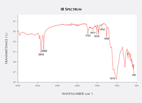 The IR spectrum shows three impregnation components.