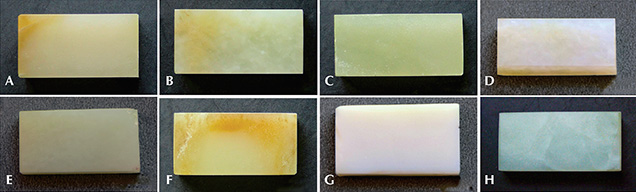 Eight nephrite block samples