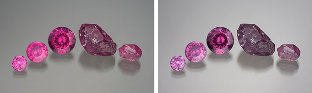 F15-Sun-Figure-1-Comp_194311-636x191.jpg. Pink pyrope garnet, shown under incandescent and daylight-equivalent light