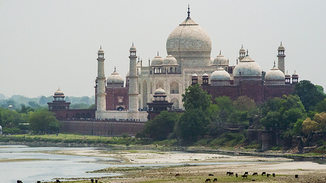 The Taj Mahal, viewed from the Yamuna River The Taj Mahal, viewed from the Yamuna River