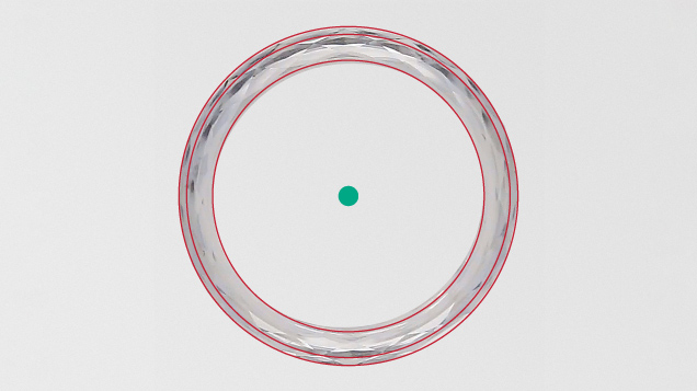 Figure 2. OpenCV software was used to draw perfect circles from the center of the ring, marked by a green dot. Photo by Towfiq Ahmed. Figure 2. OpenCV software was used to draw perfect circles from the center of the ring, marked by a green dot. Photo by Towfiq Ahmed.