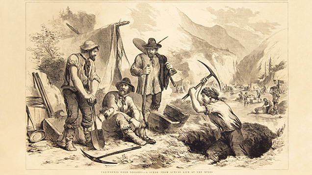 A miner’s camp during the California gold rush A miner’s camp during the California gold rush