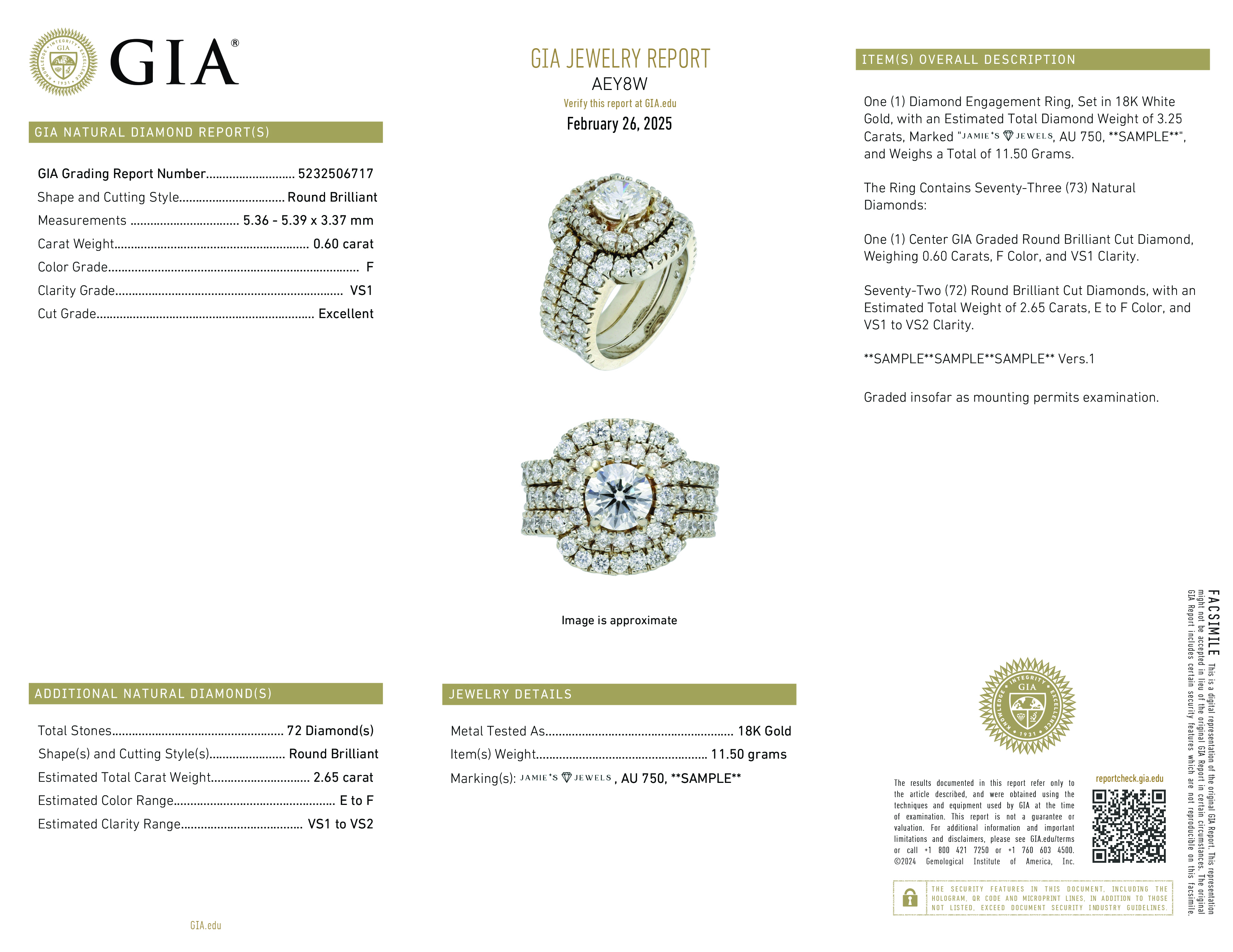 SAMPLE JEWELRY REPORTS
