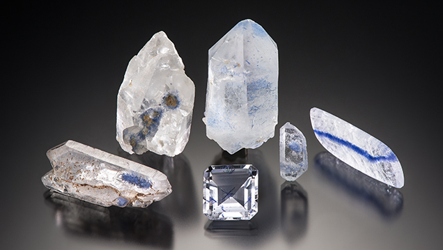 Quartz with dumortierite inclusions Quartz with dumortierite inclusions