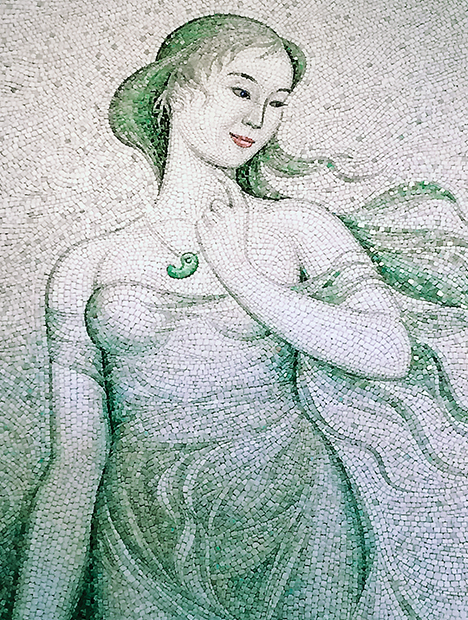 Mosaic painting made with Japanese jadeite Mosaic painting made with Japanese jadeite