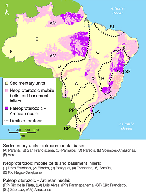 Map of Brazil’s major geological regions Map of Brazil’s major geological regions