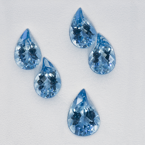 Five aquamarines cut by Arnoldi International Five aquamarines cut by Arnoldi International