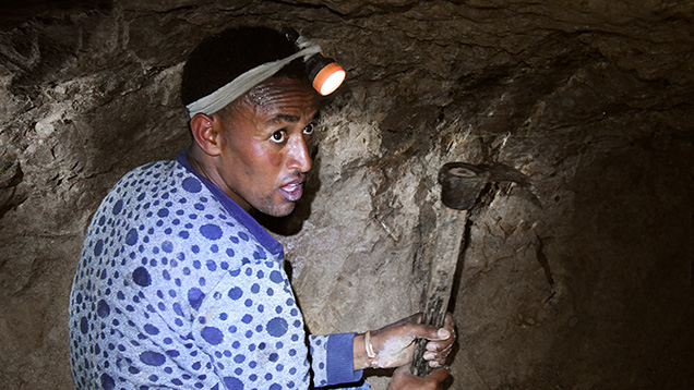 Ethiopian opal miner Ethiopian opal miner