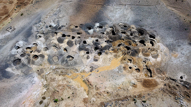 Aerial view of sapphire mining pits at Godefey, Ethiopia Aerial view of sapphire mining pits at Godefey, Ethiopia