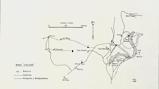 Robert Scheibe’s hand-drawn map of Chivor from 1922 Robert Scheibe’s hand-drawn map of Chivor from 1922