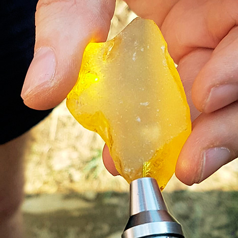 160 ct yellow sapphire rough from Sri Lanka.