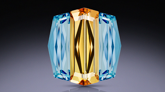 Stephen M. Avery gem set with 6.22 ct golden tourmaline and 5.14 total carats of aquamarine. Stephen M. Avery gem set with 6.22 ct golden tourmaline and 5.14 total carats of aquamarine.