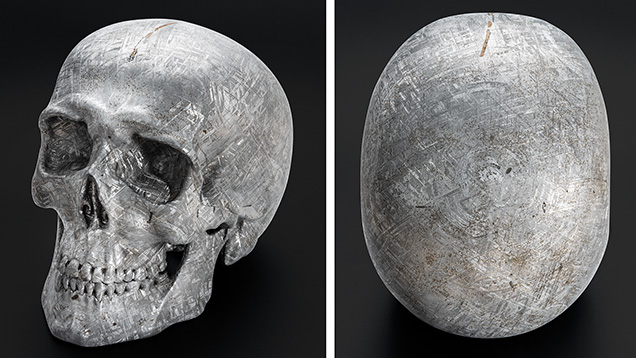 Skull carved from the Gibeon meteorite found in Namibia. Skull carved from the Gibeon meteorite found in Namibia.