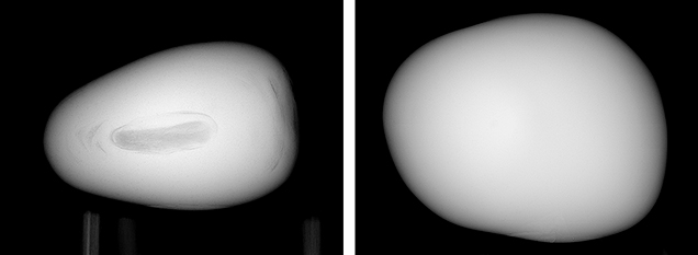SU15-GNI-fig10-Comp_185370-636x223.jpg. X-ray of examined pearl and natural conch pearl.