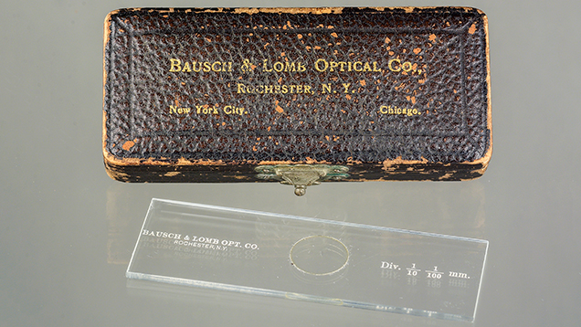 Microscope calibration slide for determining an image’s field of view. Microscope calibration slide for determining an image’s field of view.