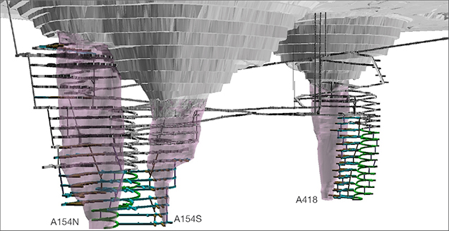 Computer-generated plan of underground workings at Diavik Computer-generated plan of underground workings at Diavik