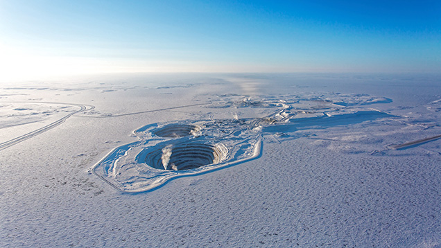 Aerial view of the Diavik diamond mine in winter Aerial view of the Diavik diamond mine in winter