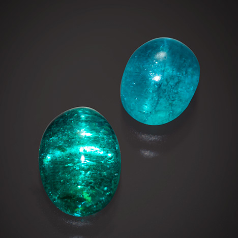 Two Paraíba tourmalines showing asterism Two Paraíba tourmalines showing asterism