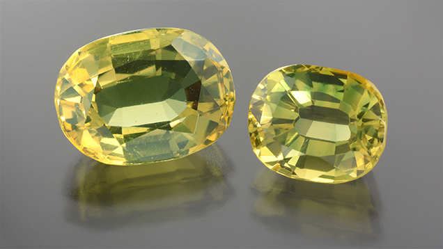 Greenish yellow doublets.