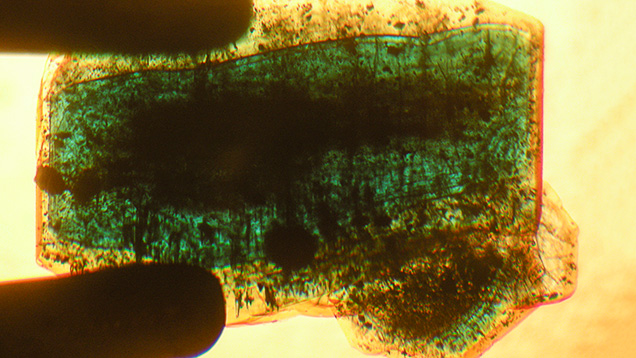 Intense green core in type 1 Nacken synthetic emerald Intense green core in type 1 Nacken synthetic emerald