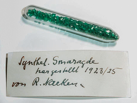 Synthetic emeralds grown by Nacken Synthetic emeralds grown by Nacken