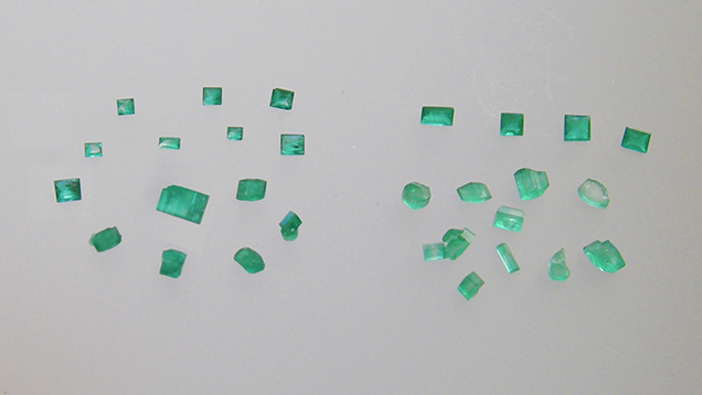Synthetic emeralds grown by Nacken Synthetic emeralds grown by Nacken