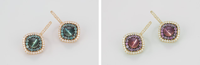Earrings featuring cat’s-eye Brazilian alexandrites Earrings featuring cat’s-eye Brazilian alexandrites