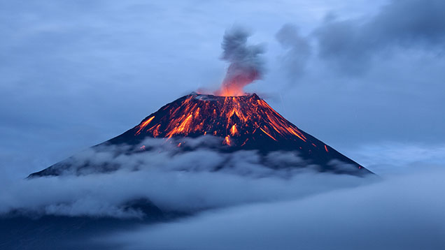Figure 2. Eruption of the Tungurahua volcano in Ecuador. Various gem minerals can crystallize from molten magmas in the earth’s crust or when the magmas erupt at the surface. Magmas also bring up pieces of mantle or crustal rocks called xenoliths that are of great value for scientific study. Courtesy of Sebastián Crespo Photography/Moment/Getty Images. Figure 2. Eruption of the Tungurahua volcano in Ecuador. Various gem minerals can crystallize from molten magmas in the earth’s crust or when the magmas erupt at the surface. Magmas also bring up pieces of mantle or crustal rocks called xenoliths that are of great value for scientific study. Courtesy of Sebastián Crespo Photography/Moment/Getty Images.
