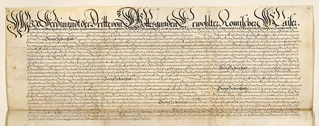 Figure 6. Emperor Ferdinand III’s privilege for Georg Schürstab, 1653. Courtesy of the Germanic National Museum in Nuremberg (see footnote 3). Figure 6. Emperor Ferdinand III’s privilege for Georg Schürstab, 1653. Courtesy of the Germanic National Museum in Nuremberg (see footnote 3).