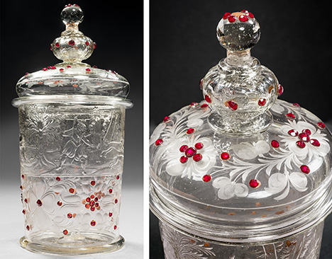 Figure 8. Lidded goblet from the collection of the Bavarian National Museum, embellished with red Bohemian garnets. Inventory no. 60/74, height 17.7 cm. Photos by Bastian Krack; courtesy of Bavarian National Museum in Munich. Figure 8. Lidded goblet from the collection of the Bavarian National Museum, embellished with red Bohemian garnets. Inventory no. 60/74, height 17.7 cm. Photos by Bastian Krack; courtesy of Bavarian National Museum in Munich.