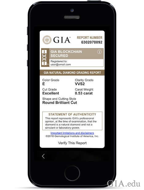 GIAダイヤモンドレポートの画像。 GIAダイヤモンドレポートの画像。