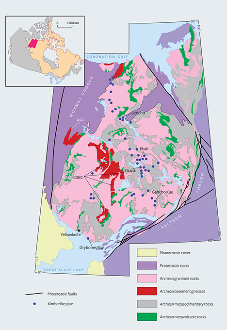Geological map of northern Canada’s diamond mines Geological map of northern Canada’s diamond mines