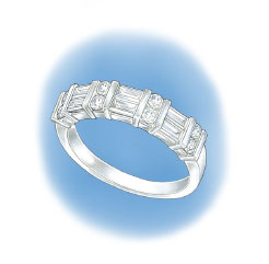Perspective view of a platinum 4-prong solitaire with no diamonds set in the shank Perspective view of a platinum 4-prong solitaire with no diamonds set in the shank