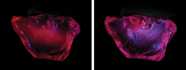 Ruby fluorescence before and after heat treatment Ruby fluorescence before and after heat treatment