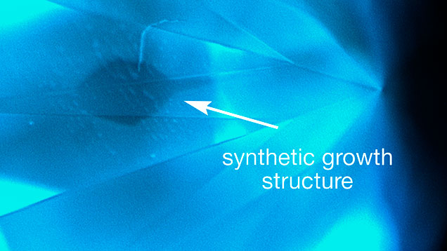 DiamondView imaging of synthetic growth structure and blue fluorescence.